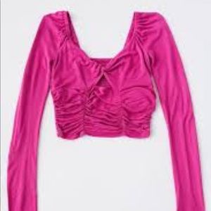 UO Juliana Crepe Cutout Cropped Top M